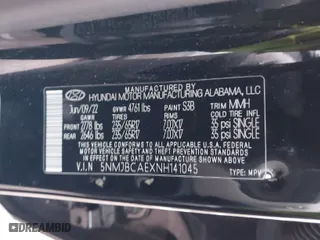 2022 Hyundai Tucson SEL with VIN 5NMJBCAEXNH141045, listed as a IAAI auction lot 41433930 with 46,863 mi miles. Bid and sale history available at carsss.com. Image 9.