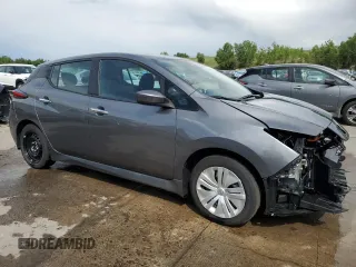 2024 Nissan LEAF S with VIN 1N4AZ1BV5RC555956, listed as a Copart auction lot 60755845 with 9,587 mi miles and Salvage title. Bid and sale history available at DreamBid. Image 4.