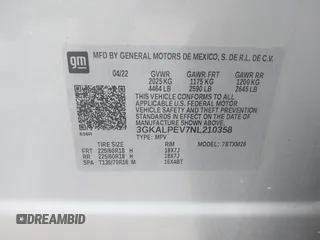 2022 GMC Terrain SLT with VIN 3GKALPEV7NL210358, listed as a IAAI auction lot 41843016 with 52,363 mi miles. Bid and sale history available at carsss.com. Image 9.