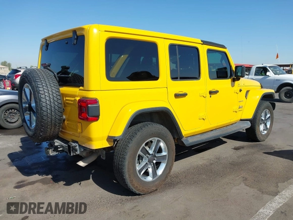 2018 Jeep Wrangler Unlimited Sahara z VIN 1C4HJXEN3JW306282, wystawiony jako IAAI lot #42302821 z przebiegiem 70 204 mil mil oraz . Historia ofert i sprzedaży dostępna na DreamBid. Obrazek 4.