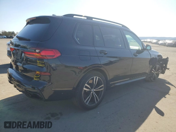 2021 BMW X7 M50i with VIN 5UXCX6C02M9E73795, listed as a Copart auction lot 48570195 with 46,624 mi miles and Salvage Title. Bid and sale history available at carsss.com. Image 3.