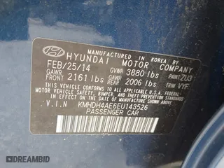 2014 Hyundai Elantra SE with VIN KMHDH4AE6EU143526, listed as a IAAI auction lot 41923395 with 85,149 mi miles. Bid and sale history available at carsss.com. Image 9.