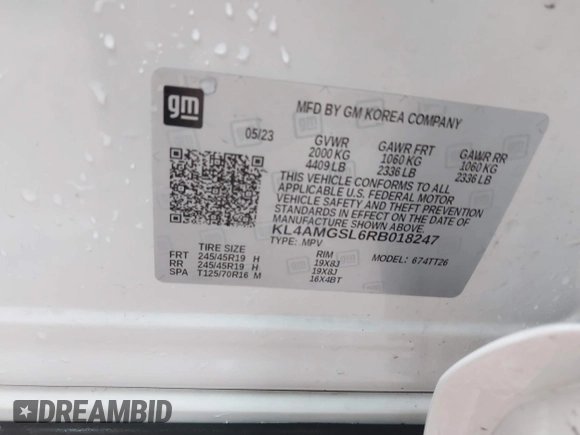 2024 Buick Encore GX Avenir with VIN KL4AMGSL6RB018247, listed as a IAAI auction lot 41832353 with 16,001 mi miles and . Bid and sale history available at DreamBid. Image 9.