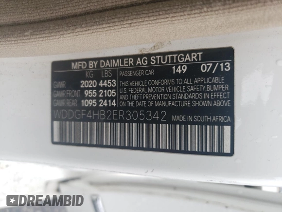 2014 Mercedes-Benz C 250 Sport with VIN WDDGF4HB2ER305342, listed as a Copart auction lot 63803184 with 140,148 mi miles and Non Repairable. Bid and sale history available at DreamBid. Image 14.
