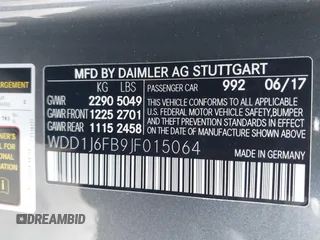 2018 Mercedes-Benz E 400 with VIN WDD1J6FB9JF015064, listed as a IAAI auction lot 42165914 with 95,290 mi miles and . Bid and sale history available at DreamBid. Image 9.