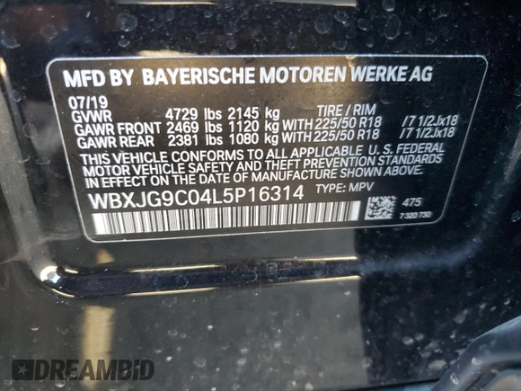 2020 BMW X1 xDrive28i z VIN WBXJG9C04L5P16314, wystawiony jako Copart lot #46709905 z przebiegiem 45 064 mil mil oraz Szkoda całkowita • Salvage title. Historia ofert i sprzedaży dostępna na DreamBid. Obrazek 13.