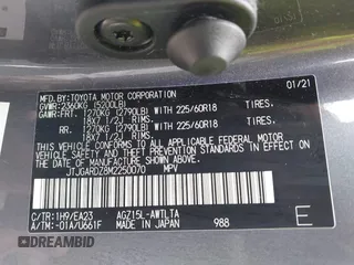 2021 Lexus NX 300 with VIN JTJGARDZ8M2250070, listed as a IAAI auction lot 42183625 with 63,748 mi miles and . Bid and sale history available at DreamBid. Image 9.