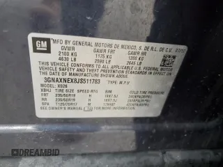 2018 Chevrolet Equinox Premier with VIN 3GNAXNEX8JS511783, listed as a Copart auction lot 51226085 with 167,938 mi miles and Salvage Title. Bid and sale history available at carsss.com. Image 13.