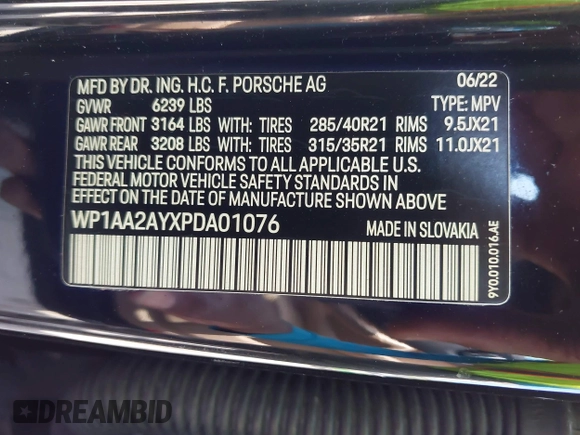2023 Porsche Cayenne с VIN WP1AA2AYXPDA01076, выставлен на аукционе IAAI как лот 42301868 с пробегом 23 249 миль миль и . История ставок и продаж доступна на DreamBid. Изображение 9.