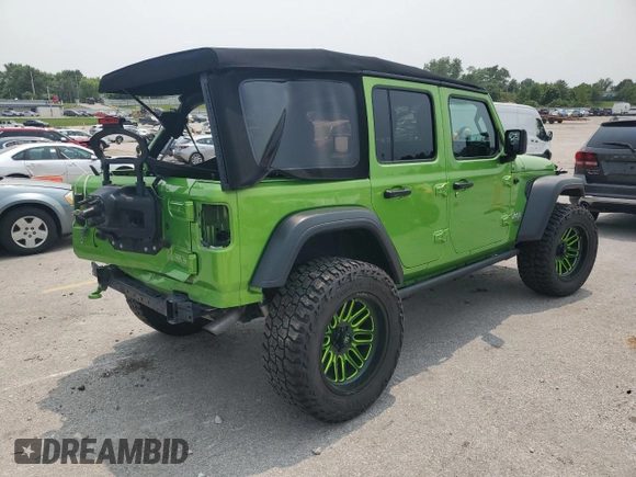 2018 Jeep Wrangler Unlimited Sport z VIN 1C4HJXDG5JW320526, wystawiony jako Copart lot #58425305 z przebiegiem 118 603 mil mil oraz Szkoda całkowita • Salvage title. Historia ofert i sprzedaży dostępna na DreamBid. Obrazek 3.