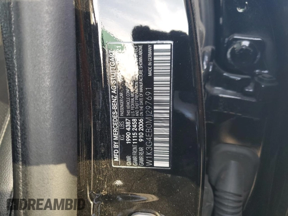 2021 Mercedes-Benz A 220 with VIN W1K3G4EB0MJ297691, listed as a Copart auction lot 84945664 with Not Provided miles and Clean Title. Bid and sale history available at DreamBid. Image 12.