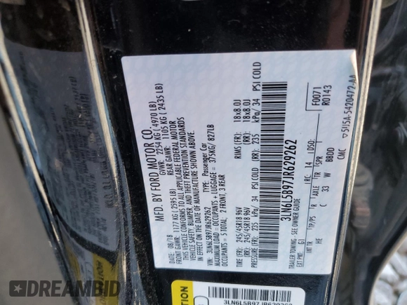 2018 Lincoln MKZ Premiere with VIN 3LN6L5B97JR629262, listed as a Copart auction lot 69572844 with 45,230 mi miles and Salvage Title. Bid and sale history available at DreamBid. Image 13.