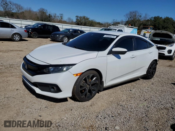 2020 Honda Civic Sedan Sport with VIN 2HGFC2F85LH556395, listed as a Copart auction lot 44930215 with 72,599 mi miles and Salvage Title. Bid and sale history available at carsss.com. Image 1.