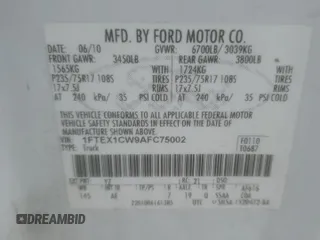 2010 Ford F-150 XL with VIN 1FTEX1CW9AFC75002, listed as a Copart auction lot 45695925 with 175,102 mi miles and Salvage Title. Bid and sale history available at carsss.com. Image 12.