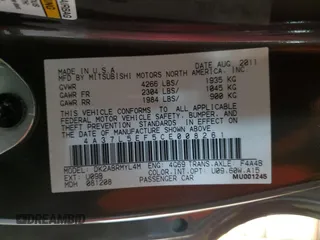 2012 Mitsubishi Eclipse GS Sport with VIN 4A37L5EF5CE008261, listed as a Copart auction lot 85319874 with 50,398 mi miles and Salvage Title. Bid and sale history available at carsss.com. Image 12.
