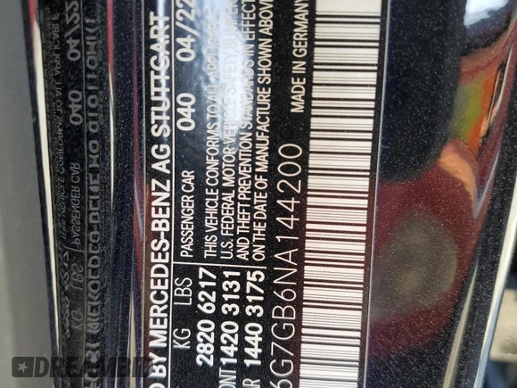 2022 Mercedes-Benz S 580 z VIN W1K6G7GB6NA144200, wystawiony jako Copart lot #48223505 z przebiegiem 29 488 mil mil oraz Szkoda całkowita • Salvage title. Historia ofert i sprzedaży dostępna na DreamBid. Obrazek 12.