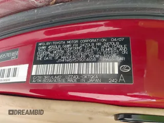 2007 Lexus SC 430 с VIN JTHFN45Y579014658, выставлен на аукционе IAAI как лот 42123530 с пробегом 149 415 миль миль и . История ставок и продаж доступна на DreamBid. Изображение 9.