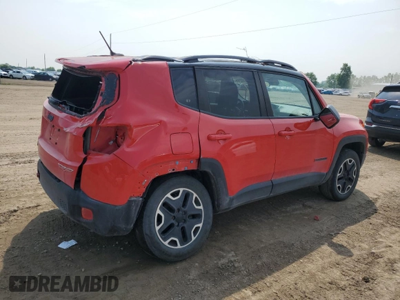 2015 Jeep Renegade Trailhawk with VIN ZACCJBCT9FPB78763, listed as a Copart auction lot 59810285 with 154,413 mi miles and Clean title. Bid and sale history available at DreamBid. Image 3.