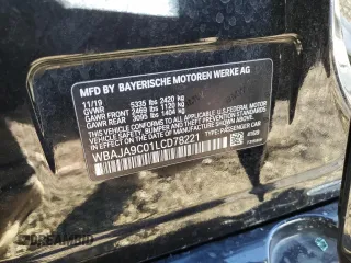 2020 BMW 5 Series 530e with VIN WBAJA9C01LCD78221, listed as a Copart auction lot 79264544 with 69,858 mi miles and Salvage Title. Bid and sale history available at DreamBid. Image 13.