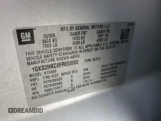 2015 GMC Yukon XL SLT with VIN 1GKS2HKC8FR650082, listed as a Copart auction lot 45049375 with 222,200 mi miles and Salvage Title. Bid and sale history available at carsss.com. Image 14.