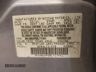 2011 Nissan Sentra SR with VIN 3N1AB6AP0BL717441, listed as a IAAI auction lot 41982454 with 176,757 mi miles and . Bid and sale history available at DreamBid. Image 9.