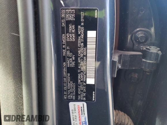2023 Volvo XC60 Plus Bright Theme с VIN YV4L12DNXP1203748, выставлен на аукционе Copart как лот 46814495 с пробегом 5 243 миль миль и Списание • Salvage title. История ставок и продаж доступна на DreamBid. Изображение 15.