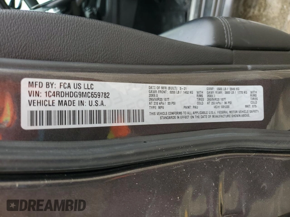 2021 Dodge Durango GT z VIN 1C4RDHDG9MC659782, wystawiony jako Copart lot #45388095 z przebiegiem 101 924 mil mil oraz Szkoda całkowita • Salvage title. Historia ofert i sprzedaży dostępna na DreamBid. Obrazek 14.