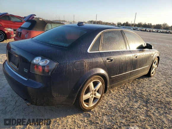 2004 Audi A4 3.0L with VIN WAULT68E34A145795, listed as a Copart auction lot 76507784 with 0 mi miles and Salvage Title. Bid and sale history available at carsss.com. Image 3.