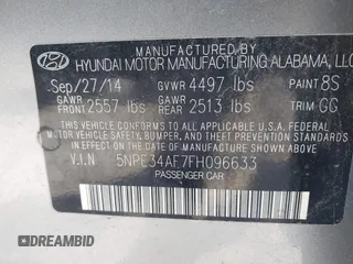 2015 Hyundai Sonata Limited z VIN 5NPE34AF7FH096633, wystawiony jako IAAI lot #42172372 z przebiegiem 87 193 mil mil oraz . Historia ofert i sprzedaży dostępna na DreamBid. Obrazek 9.