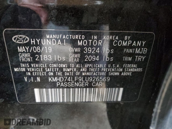 2020 Hyundai Elantra SE z VIN KMHD74LF9LU926569, wystawiony jako Copart lot #56643765 z przebiegiem 39 777 mil mil oraz Szkoda całkowita • Salvage title. Historia ofert i sprzedaży dostępna na DreamBid. Obrazek 12.