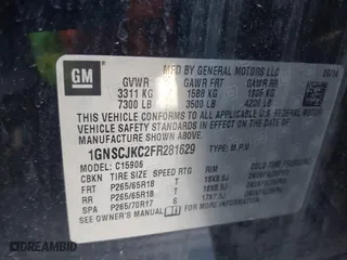2015 Chevrolet Suburban LT with VIN 1GNSCJKC2FR281629, listed as a IAAI auction lot 41849300 with 133,842 mi miles. Bid and sale history available at carsss.com. Image 9.