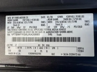 2020 Ford Transit with VIN 1FTBW1YG0LKA20885, listed as a Copart auction lot 47828585 with 38,374 mi miles and Non Repairable. Bid and sale history available at DreamBid. Image 15.
