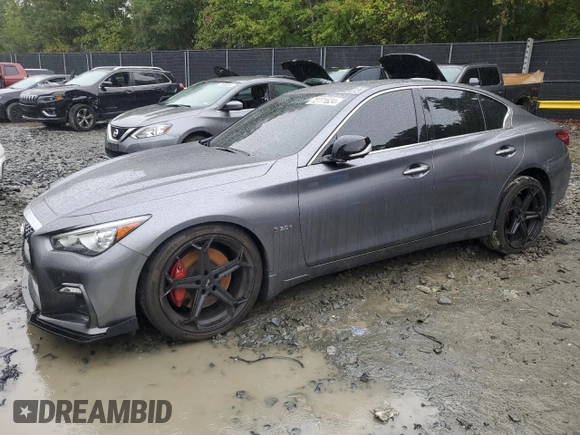 2020 Infiniti Q50 Red Sport 400 with VIN JN1FV7AR0LM660251, listed as a Copart auction lot 72771624 with 39,974 mi miles and Salvage Title. Bid and sale history available at carsss.com. Image 1.