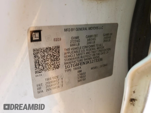 2019 GMC Canyon 4WD All Terrain w/Cloth with VIN 1GTG6FEN1K1273336, listed as a Copart auction lot 77833034 with 149,173 mi miles and Salvage Title. Bid and sale history available at carsss.com. Image 15.