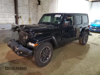 2021 Jeep Wrangler Unlimited 80th Anniversary with VIN 1C4HJXDN1MW738407, listed as a Copart auction lot 46140325 with 50,824 mi miles and Salvage Title. Bid and sale history available at DreamBid. Image 1.