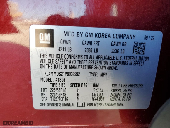 2023 Buick Encore GX Select with VIN KL4MMDS21PB039992, listed as a Copart auction lot 83254234 with 36,584 mi miles and Non Repairable. Bid and sale history available at carsss.com. Image 15.