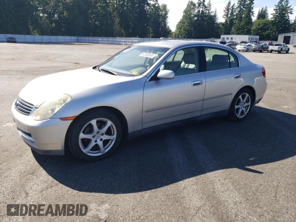 2003 Infiniti G35 w/Leather z VIN JNKCV51E63M321042, wystawiony jako Copart lot #57238535 z przebiegiem 157 847 mil mil oraz Czysty tytuł • Clean title. Historia ofert i sprzedaży dostępna na DreamBid. Obrazek 1.