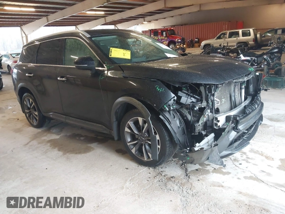 2023 Infiniti QX60 Luxe with VIN 5N1DL1FR9PC353992, listed as a IAAI auction lot 41545383 with 34,835 mi miles and . Bid and sale history available at DreamBid. Image 1.