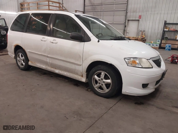 2003 Mazda MPV LX with VIN JM3LW28A930363655, listed as a IAAI auction lot 41668710 with 0 mi miles. Bid and sale history available at carsss.com. Image 1.