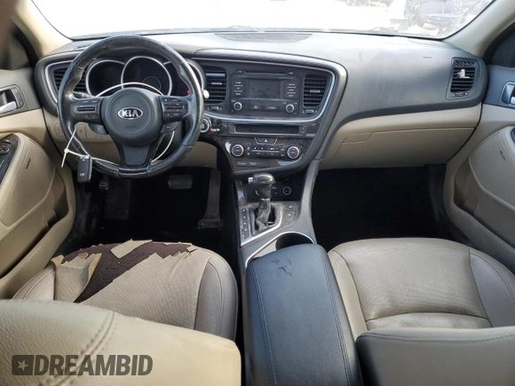 2015 Kia Optima EX with VIN 5XXGN4A7XFG473270, listed as a Copart auction lot 45860684 with 127,419 mi miles and Salvage Title. Bid and sale history available at DreamBid. Image 8.