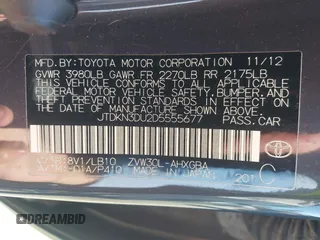 2013 Toyota Prius One z VIN JTDKN3DU2D5555677, wystawiony jako IAAI lot #41739804 z przebiegiem 50 640 mil mil oraz . Historia ofert i sprzedaży dostępna na DreamBid. Obrazek 9.