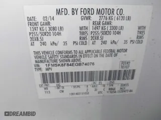 2014 Ford Explorer Limited with VIN 1FM5K8F84EGB74076, listed as a IAAI auction lot 41560599 with 186,258 mi miles. Bid and sale history available at carsss.com. Image 9.