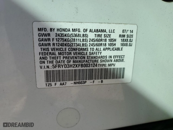 2015 Acura MDX with VIN 5FRYD3H2XFB003124, listed as a Copart auction lot 72588474 with 162,730 mi miles and Salvage Title. Bid and sale history available at carsss.com. Image 15.