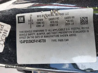 2015 Buick Verano Leather Group with VIN 1G4PS5SK2F4146739, listed as a IAAI auction lot 41897077 with 295,071 mi miles. Bid and sale history available at carsss.com. Image 9.