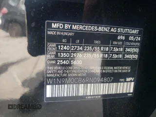 2024 Mercedes-Benz EQB 250+ z VIN W1N9M0CB6RN094807, wystawiony jako Copart lot #53195985 z przebiegiem 3 107 mil mil oraz Szkoda całkowita • Salvage title. Historia ofert i sprzedaży dostępna na DreamBid. Obrazek 15.