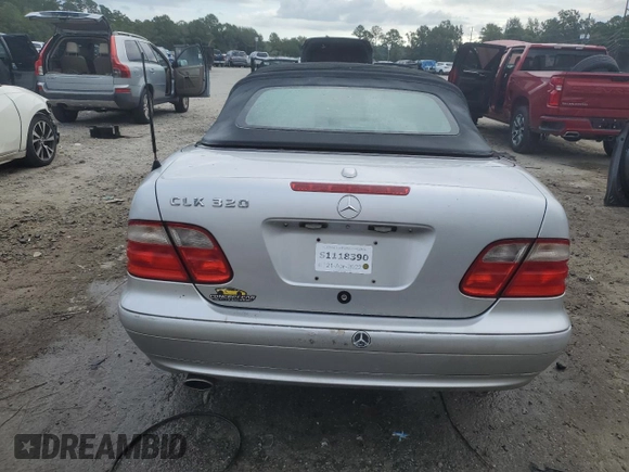 2003 Mercedes-Benz CLK-Class 3.2L with VIN WDBLK65G23T134316, listed as a Copart auction lot 71629614 with 141,239 mi miles and Salvage Title. Bid and sale history available at carsss.com. Image 6.
