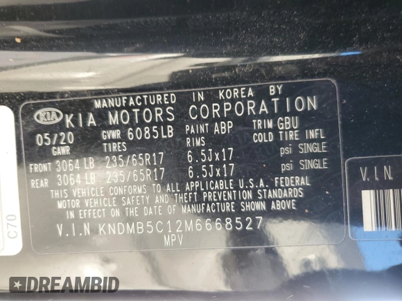 2021 Kia Sedona LX with VIN KNDMB5C12M6668527, listed as a Copart auction lot 84026154 with 165,585 mi miles and Salvage Title. Bid and sale history available at carsss.com. Image 15.