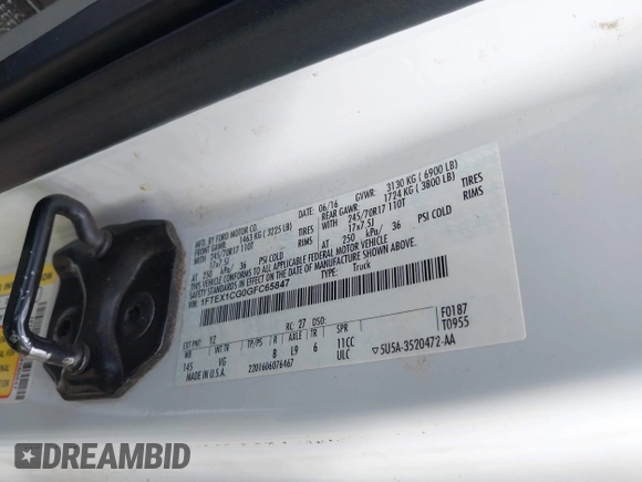 2016 Ford F-150 XL with VIN 1FTEX1CG0GFC65847, listed as a IAAI auction lot 42109907 with 184,087 mi miles and . Bid and sale history available at carsss.com. Image 9.