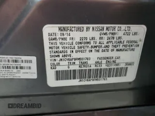 2015 Infiniti Q40 with VIN JN1CV6AP9FM501793, listed as a Copart auction lot 85022104 with Not Provided miles and Salvage Title. Bid and sale history available at carsss.com. Image 12.