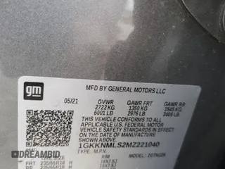 2021 GMC Acadia SLT with VIN 1GKKNMLS2MZ221040, listed as a Copart auction lot 53948075 with 60,305 mi miles and Salvage Title. Bid and sale history available at DreamBid. Image 13.